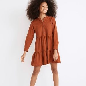 Madewell Flannel Button-Placket Tiered Mini, Sz L, very good condition